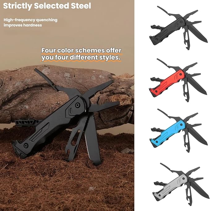 Multi Tool 10-in-1 Full-Size Lightweight EDC Camping Knives &amp Tools Multi-Purpose Pliers Folding Knife Tactical Gear Men Gift Ideas Equipment for Hiking and Outdoor Camping (4-Piece Set）