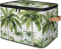 Palm Tree Storage Bins with Lids Tropical Trees Fabric Storage Boxes with Zipper Collapsible Decorative Closet Organizer Cube for Clothes Organizing Shelves