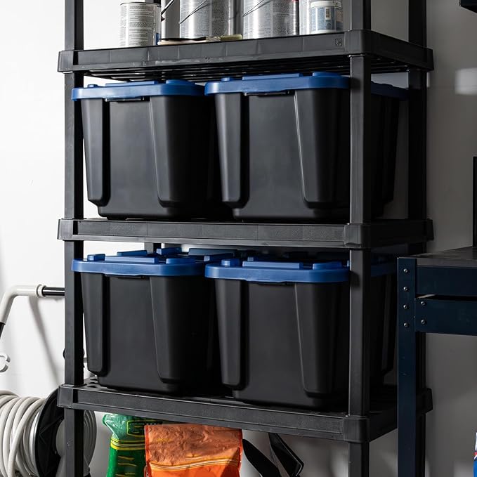4 Pack 48QT Heavy Duty Plastic Storage Bins with Latching Lids Stackable Containers with Reinforced Handles for Garage Home Basement &amp Shed Organization