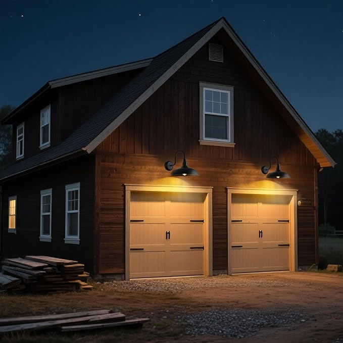 Large Black Gooseneck Barn Light for Farmhouse 16in Dome Outdoor Wall Lights for Porch 4 Pack Exterior Lighting Fixture with Goose Neck Arm for Front and Back Porch House Garage Door