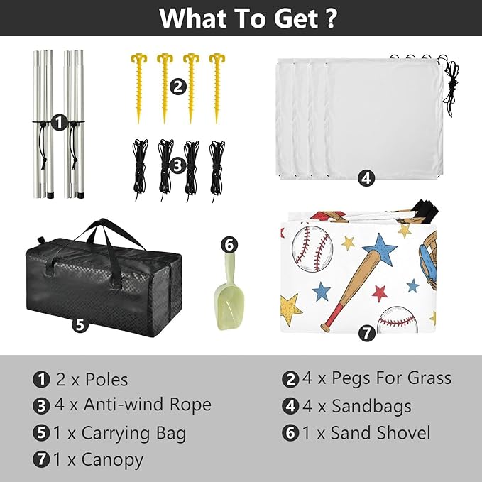 xigua Baseball Beach Tent Sun Shelter with Carrying Bag - Silver Coated Oxford Fabric Beach Canopy for Beach Camping Fishing - Includes Windproof Ropes Sandbags &amp Stakes