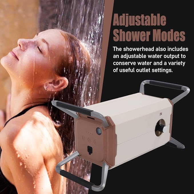 FTVOGUE Camping Shower Pump Portable Rechargeable 12000mAh IPX7 Water Proof Multiple Spray Modes Outdoor Camp Shower with Accessories (US regulations)