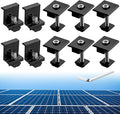 Anbte 10 PCS Solar Panels Brackets 40mm Aluminium 6 x T-Shaped Mid Clamps + 4 x End Clamps Solar Panel Mounting Brackets for Metal Tin Flat Sheet Roofs RV Black