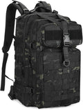 HUNTVP 1000D Tactical Backpack 45L Military MOLLE Backpack Assault Pack Army Camping Hiking Rucksack Outdoor Backpack (Black CP)