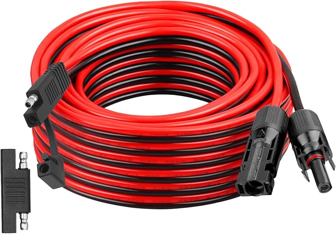 XRDS -RF 10AWG SAE to Solar Panel Connector Cable 35FT Heavy-Duty Tinned Copper Solar Extension Cable with SAE Polarity Reverse Adapter for Solar Power Systems and Battery Connections