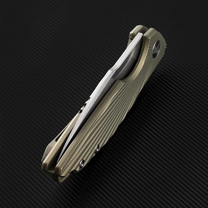 Folding Pocket KnifeEDC KnifeM390 Steel BladeTitanium Carbon Fiber HandleTactical/Outdoor Camping/Survival/HuntingKnife (Golden)