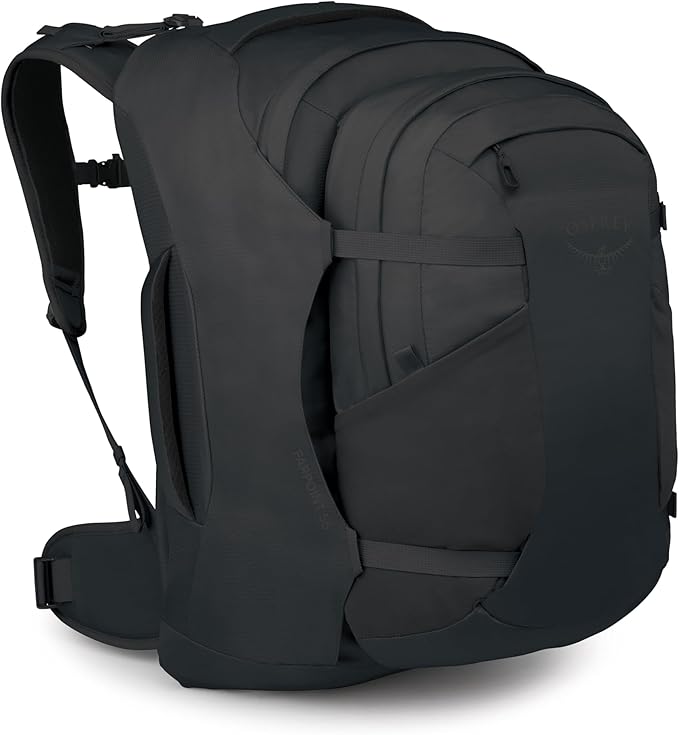 Osprey Farpoint 55L Men's Travel Backpack - Carry On Bag with Personal Item Sized Detachable Daypack Black