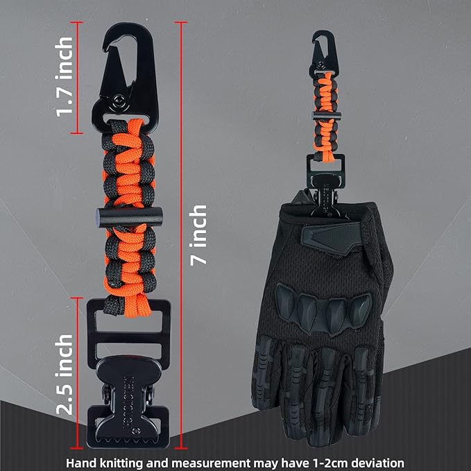 MELOTOUGH Tactical Glove Clip Holder Work Glove Holder Clip with Flint Rod for Tactical Backpack Tool Belt Outdoor Accessary (Orange + Lime 2pcs)