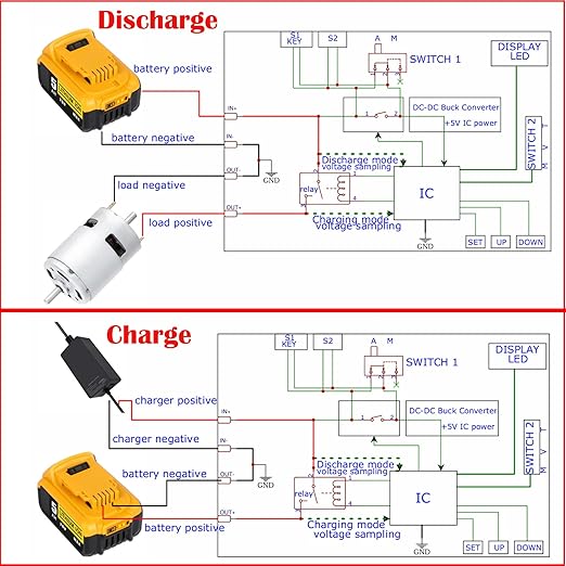2PCS Low Voltage Disconnect and Charging Discharging Protection 2 in 1 40A DC 5V-60V Low Voltage Cutoff with LCD Display Low Voltage Protector Disconnect Switch Module Charging Discharging