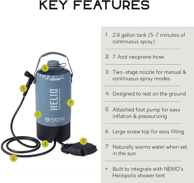 NEMO Equipment Helio Portable Pressure Camp Shower