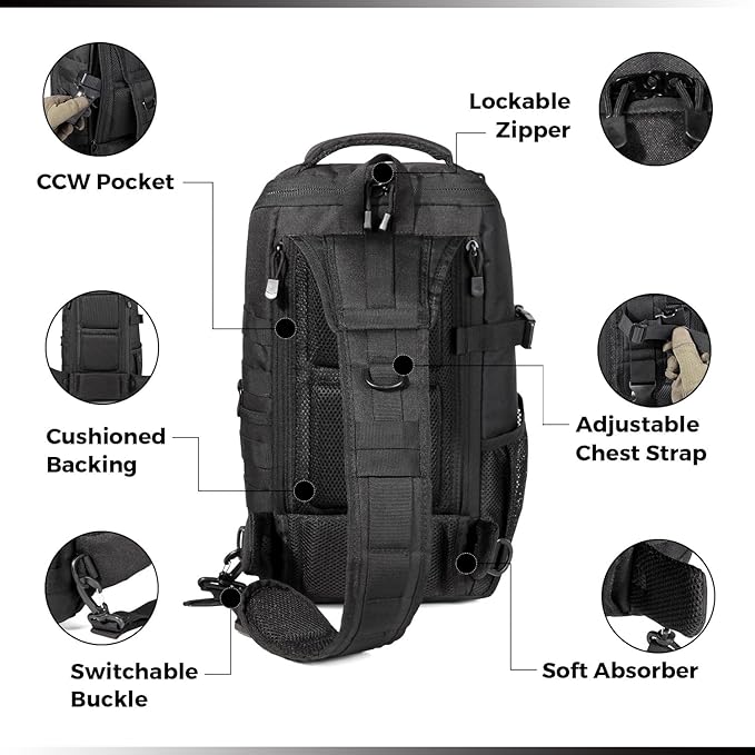 DBTAC Gun Case Bag Small Plus + DBTAC Tactical Large Shoulder Chest Pack (Black)
