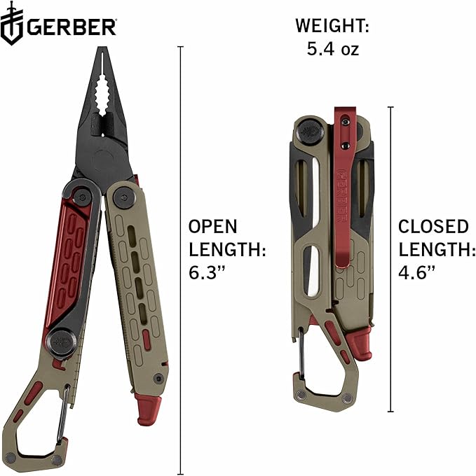 Gerber Gear Stakeout Spark - Multi-Tool Folding Knife for Backpacking Survival Camping Outdoor - Pocket Tool w/Bottle Opener Tent Stake Puller Scissors Tweezers - Coyote Brown