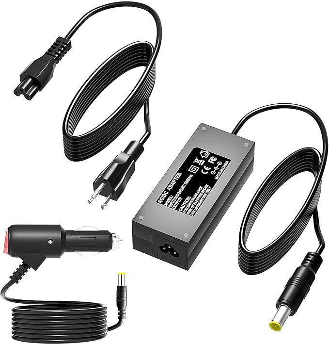 65W Power Adapter with 65W Car Charger for Anker Portable Power Station A1720 Anker 521/523/533 A1730/A1731 Powerhouse II 300 (256Wh/288Wh/389Wh) and 300W/200W Solar Power Station