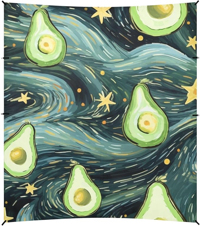 ALAZA Avocado Starry Night Galaxy Beach Tent Sun Shelter Portable Canopy Sunshade for Outdoor Camping Picnics Backyard Fun 10x9 ft