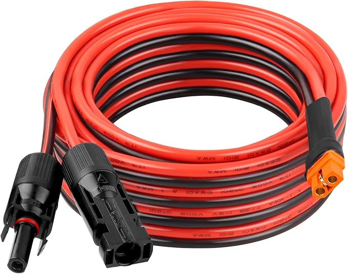 10AWG 20FT Solar to XT60i Extension Cable 3 6 10 35 50 75 100FT Heavy Duty Adapter Cable Connector XT60i Wire for Portable Power Station Solar Panel RV Battery Renewable Energy Applications
