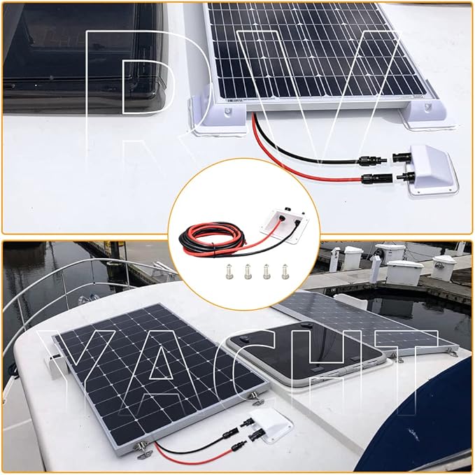 Solar Cable Entry Gland10ft 10AWG Soft Solar Extension Cable and Connector UV Resistance Dual Cable Entry Gland Housing on Rv Boat Camper (3m White)