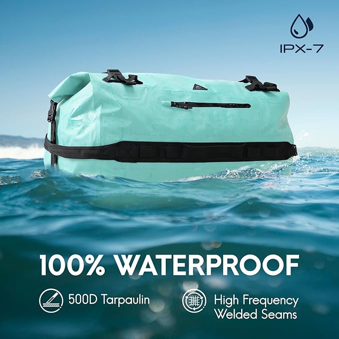 Haimont Large Waterproof Duffel Backpack Roll-Top Heavy Duty Dry Duffle Bag for Boating Travel Motorcycle Kayaking Camping 60L