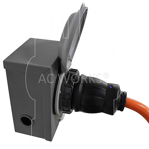 AC WORKS Generator to Transfer Switch 50Amp Inlet Box Adapter (L14-30 30Amp 4-Prong to CS6364 Flexible)