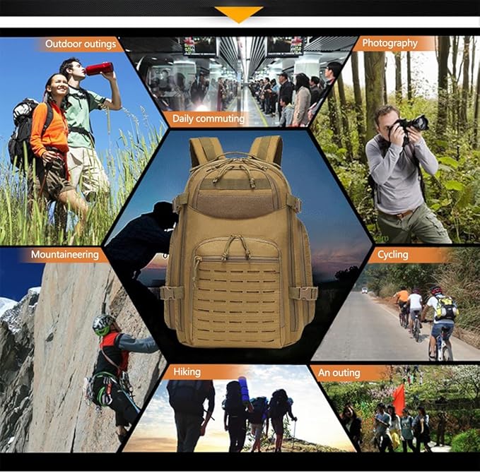 Military Tactical Backpack For Men Molle Daypack 3 Day Bug Out Bag Hiking Rucksack Assault Bag (Military Green)