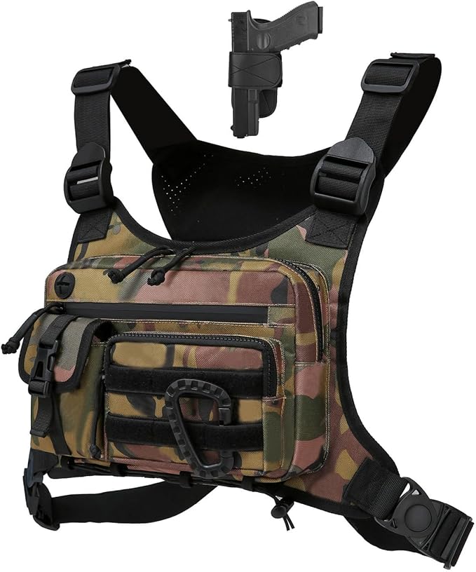 Muserise Outdoor Chest Bag For Men and Women Tactical Vest For Running Cycling EDC Chest Pack Rig For Sports and Workouts