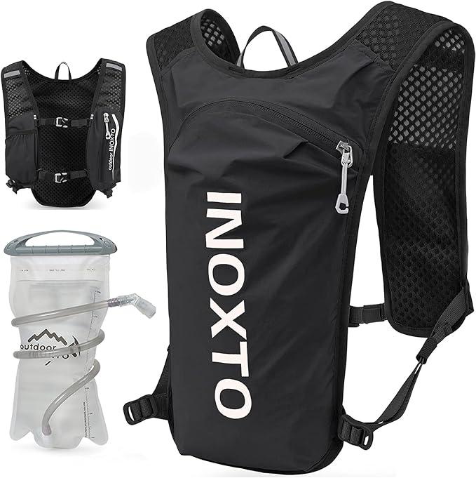 INOXTO Running Hydration Vest BackpackLightweight Insulated Pack with 1.5L Water Bladder Bag Daypack for Hiking Trail Running Cycling Race Marathon for Women Men