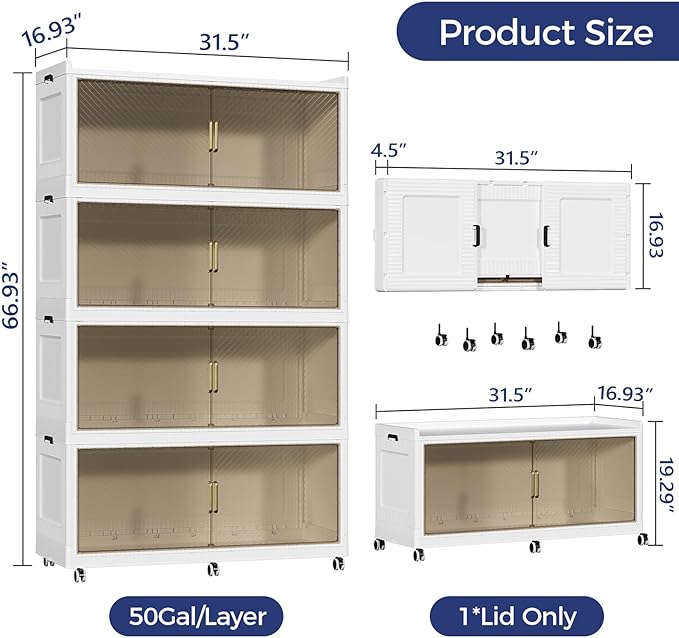 X80 50GAL Extra Large Storage Bins Lid 1Pack White