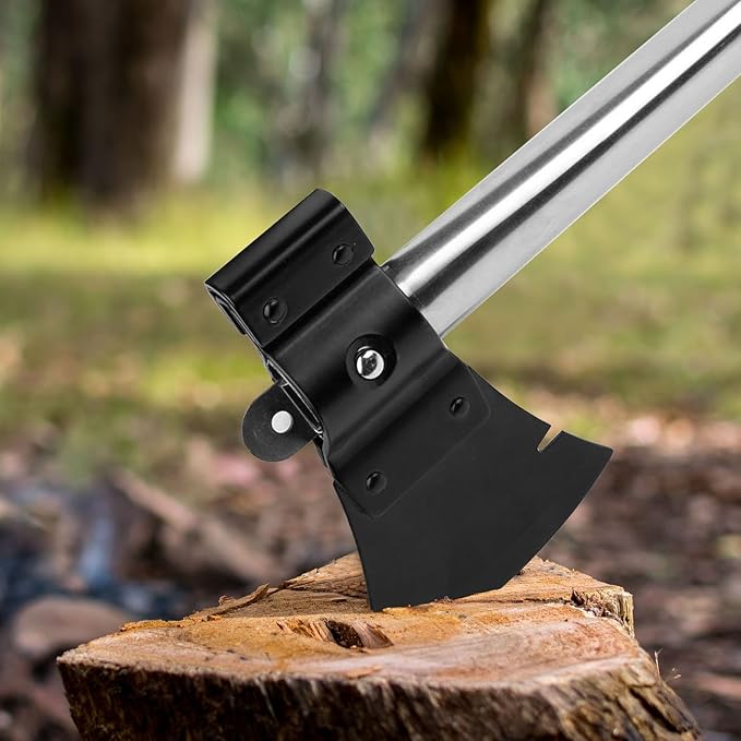 GPCT Emergency Camping Compact Tools Kit (6 In 1 Shovel Axe Knife Saw Bottle Opener Nail Puller with Pouch Tool Snap-On Rubber Handle)