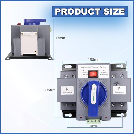 2P 63A 110V Dual Power Automatic Transfer Switch Generator Changeover Switch 50HZ/60HZ