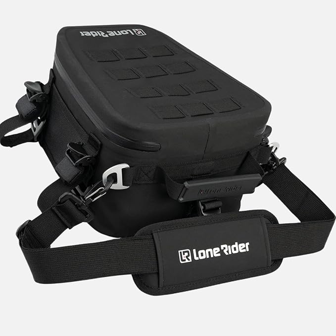 Lone Rider Motorcycle Tail Pack 8L - Waterproof Motorbike Tailpack Dry Bag with MOLLE Top Cam Buckle and Loop Webbing Mounts - Fits Most Seats Rear Racks Panniers and Saddlebags