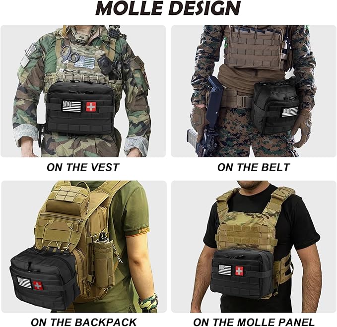 Jueachy Tactical Molle Pouch Large Admin Bag Utility Tool Pouches Molle Attachment EDC Pouches Expandable Molle Accessories Organizer Medical Pocket U.S.A Patch Included