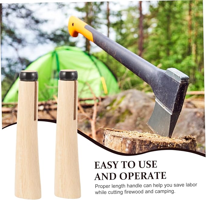 balacoo 2-Piece Wooden Replacement Handle for Hatchet Sturdy Oak Wood Grip for Axes Convenient Repair Handle for Camping and Outdoor Use
