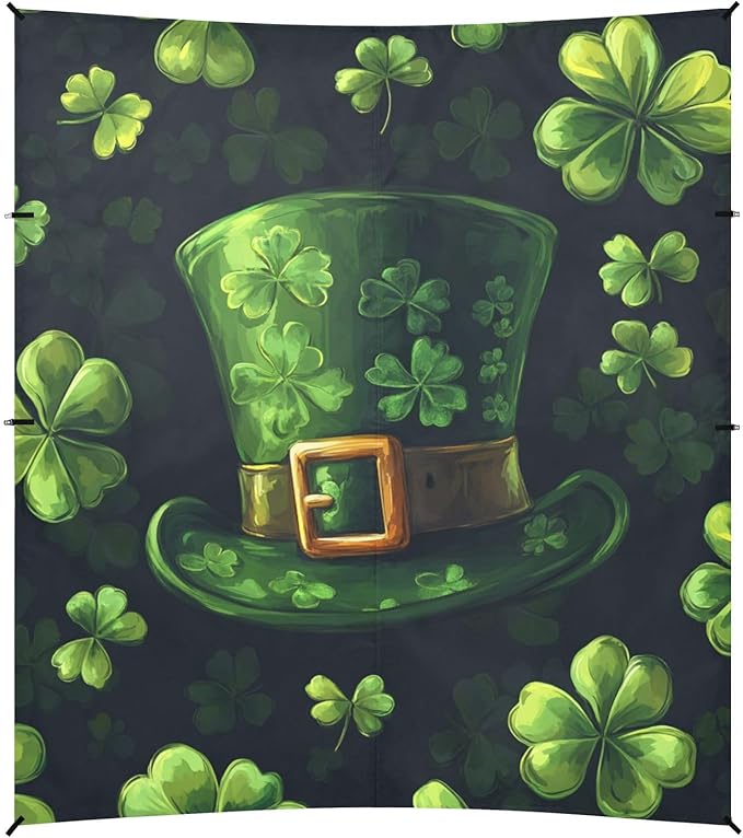 ALAZA Happy St. Patrick's Day Leprechaun Hat Clover Leaf Beach Tent Sun Shelter Portable Canopy Sunshade for Outdoor Camping Picnics Backyard Fun 10x9 ft