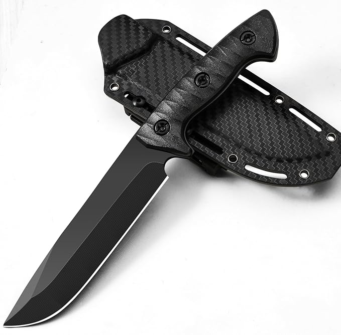 Survival Knife with Fire Starter and Kydex Sheath10.16 Full Tang Fixed Blade Hunting Knife with G10 Handle for BushcraftOutdoorHuntingFishingCamping
