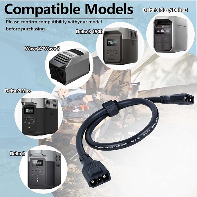 XT150 Extra Battery Connection Cable | Compatible with EcoFlow Delta 2/2 Max/Max/3/3 Plus/3 1500 &amp Wave 2/3 | (Not for Delta Pro 3/Pro/Ultra/3 Max) | 39.37in/1m