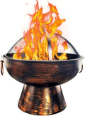 GasOne 22 in Round Outdoor Fire Pit - Wood Burning With Mesh Lid and Fire Picker - Durable Alloy Steel for Outside - Small for Backyard Porch Deck Camping BBQ