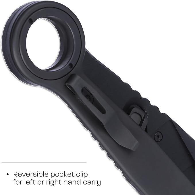 CRKT Provoke X Compact Black Folding Axe with Deadbolt Lock: SUJ2 Steel Plain Edge Blade Stainless Steel Handle 4141KX