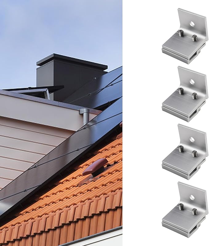 4Pcs Solar Panel Mounting Standing Seam Clamp Aluminum Roof Mount Bracket Pre-Assembled Standing Seam Roof Clamp For Solar Panel Mounting Bracket Hardware For Rooftop Photovoltaic Installation