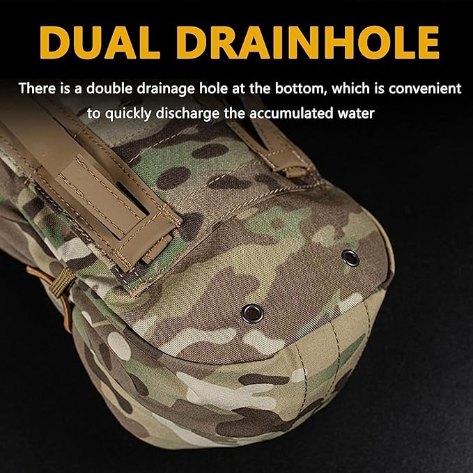 ACEXIER Tactical GP Molle Utility Pouch Bungee Shock Cord Quick Release Buckle Fastener Water Hydration Bag Kettle Holder Hunting Bag (Tan)