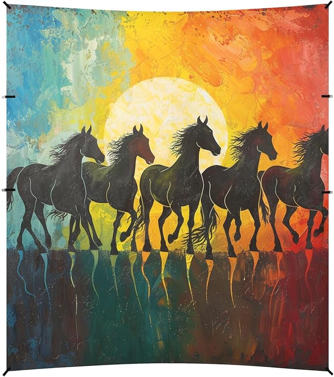 ALAZA Horse Silhouettes in Colors Beach Tent Sun Shelter Portable Canopy Sunshade for Outdoor Camping Picnics Backyard Fun 10x9 ft