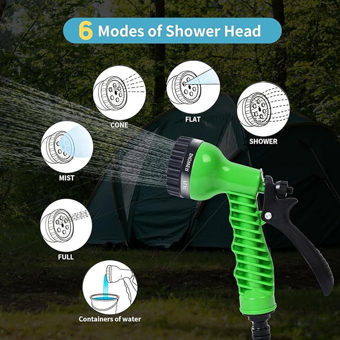 Portable Shower for Camping with 7 Spray Modes Camping Shower for Beach Shower Car Shower Hand Press with Removable Hose and Shower Head