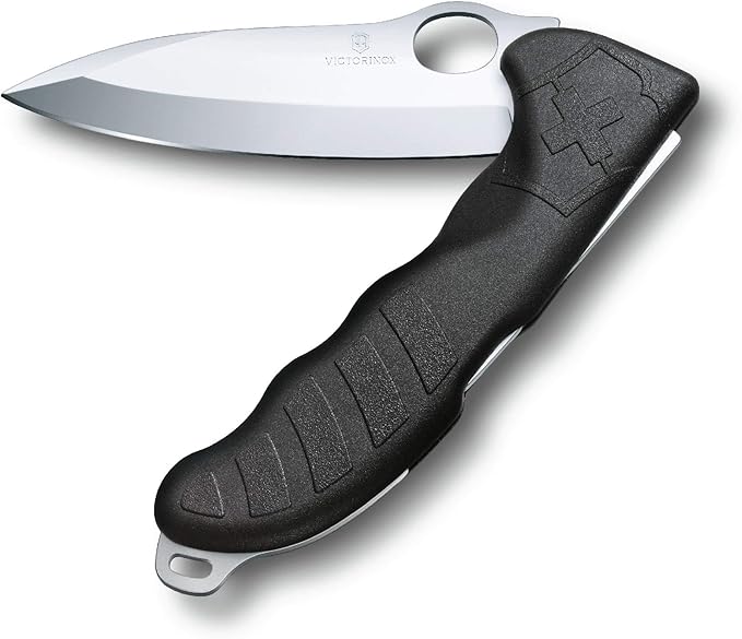 Victorinox Hunter Pro M Large Pocket Knife with Lock Blade and Lanyard Hole (Pouch Included) - Black
