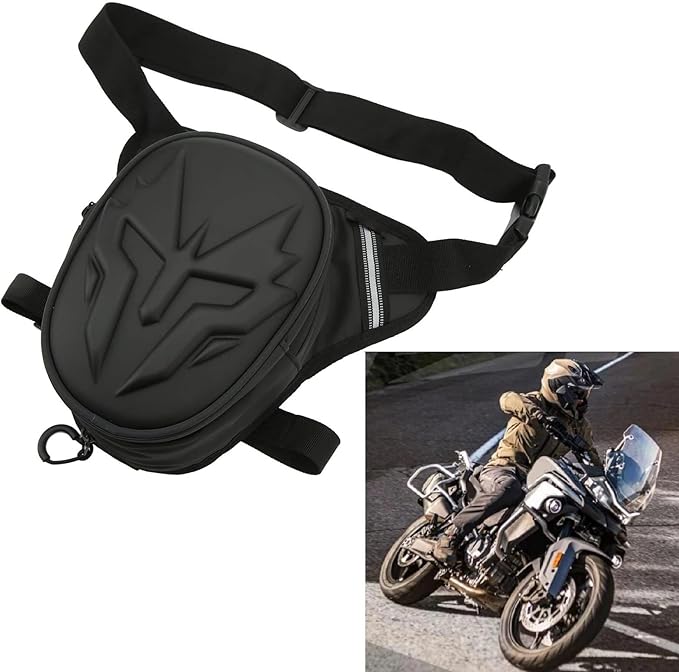 Motorcycle Leg Bag Thigh Packs PVC Matte Outdoor Carbon Fiber Drop Leg Bag Multifunctional Crossbody Shoulder Bag for Riding Travel Hiking (Frosted Black)