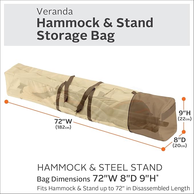 Classic Accessories Veranda Water-Resistant 72 Inch Oversized Patio Hammock and Steel Stand Storage Bag