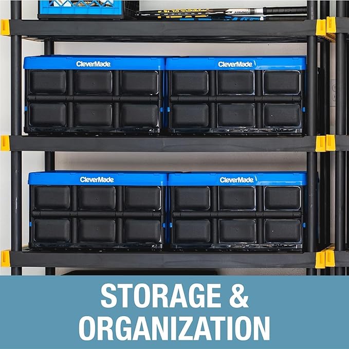 CleverMade Collapsible Storage Bins - Tan 3 Pack 32L - Stackable Containers Heavy Duty Capacity Folding Crates - Space-Saving for Home