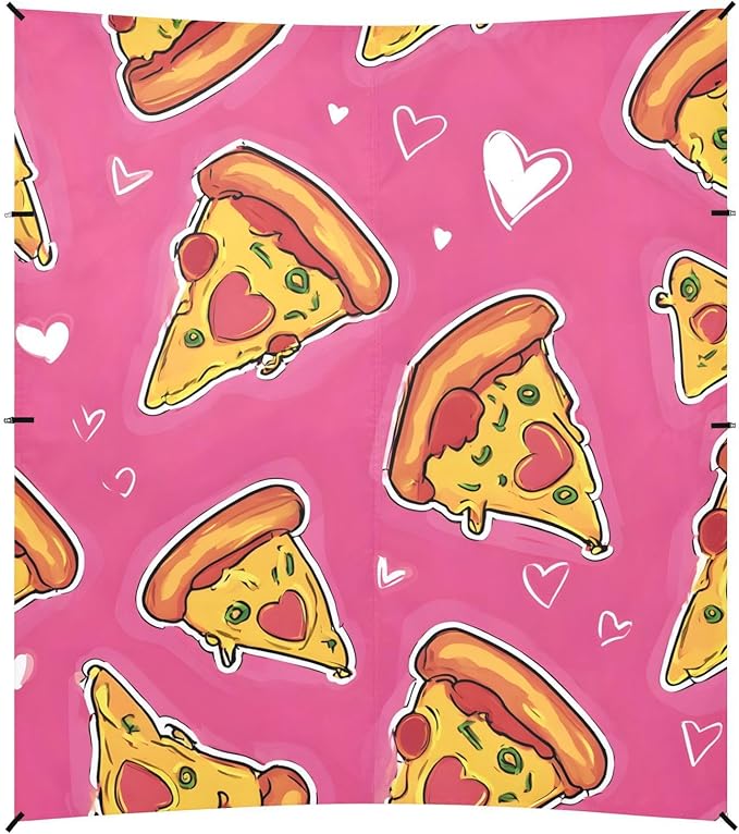 ALAZA Pink Love Pizza Pattern Beach Tent Sun Shelter Portable Canopy Sunshade for Outdoor Camping Picnics Backyard Fun 10x9 ft