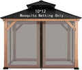 Gazebo Mosquito Netting Universal Replacement 4-Panel Sidewalls with Double Zippers for Patio Backyard Deck and Lawn 10x10 ft (Brown 10 * 12ft)