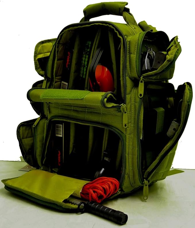 Backpack + Range Bag with Large Padded Deluxe Tactical Divider and 9 Clip Mag Holder - Rangemaster Gear Bag Explorer Tan