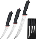 3PCS Butcher Knife Set with Non-Slip SoftGrip Professional Meat Cutting &amp Deboning Kit 5 Stiff Boning 6 Semi-Flex Curved Boning &amp 10 Breaking Knife