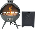 24-Inch Outdoor Propane Fireplace with 20 lb Tank Cover 55000 BTU Chimenea Propane Fire Pit Hemispherical 3-Legged Firepit with Lava Rocks and Rain Cover Gray