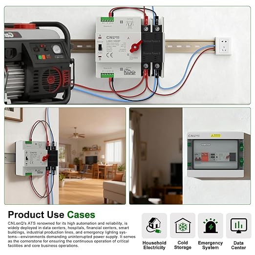 AC110V/120V 100Amp Automatic/Manual Transfer Switch 2P 50/60Hz 2Poles Mini ATS Auto Dual Power Switch Automatic Changeover Fast Transfer for Home Generator Soalr Rv and Lv Power
